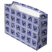 Westerse Denim Blauwe Delftsche Tegel Groot Cadeauzakje (Achterkant Gekanteld)