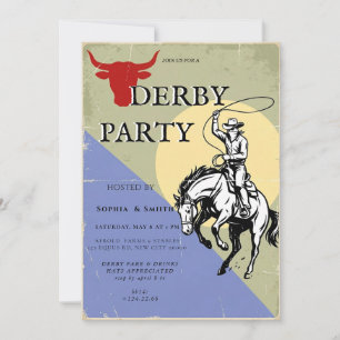 Westerse Derby Feest Uitnodiging Cowboy Paardenrac
