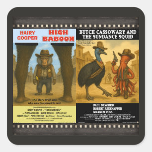 Westerse Dierenfilm Poster Parodie Vierkante Sticker