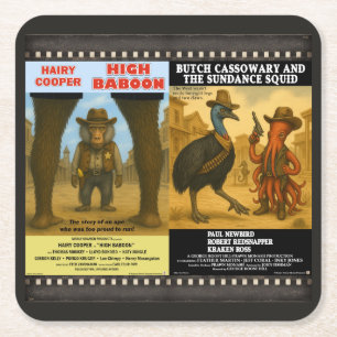 Westerse dierfilm-posterparodie kartonnen onderzetters