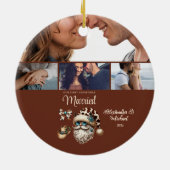 Westerse eerste kerst getrouwd 4 foto keramisch ornament (Achterkant)