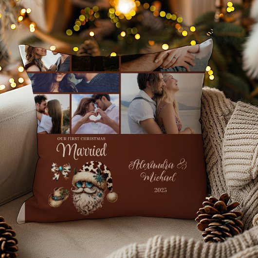 Westerse eerste kerst getrouwd 7 foto  kussen