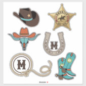 Westerse Elementen Met Monogram ID1318 Sticker (Vel)