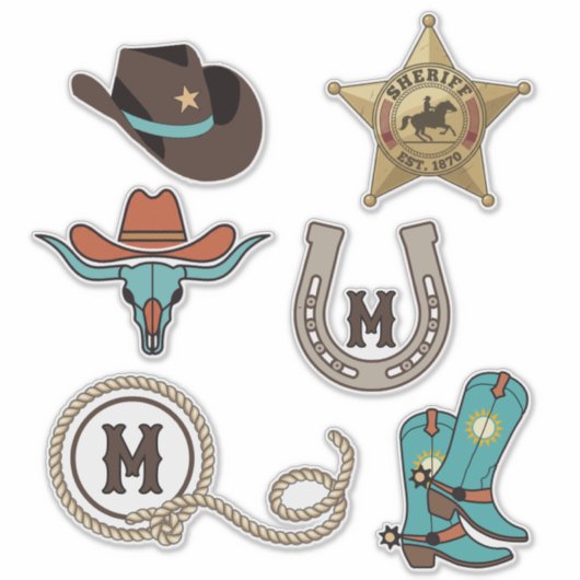 Westerse Elementen Met Monogram ID1318 Sticker (Voorkant)