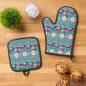 Westerse Ezel Kerst Gingerbread Texas Ster Ovenwant & Pannenlap Set (Top down)