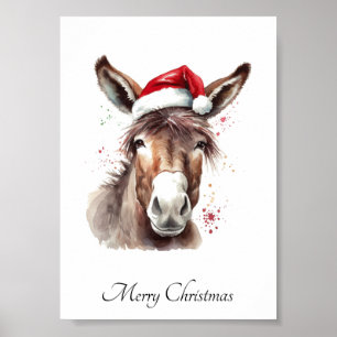 Westerse Ezel Kerst Wandkunst Poster
