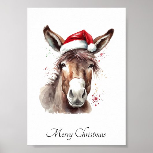 Westerse Ezel Kerst Wandkunst Poster (Voorkant)