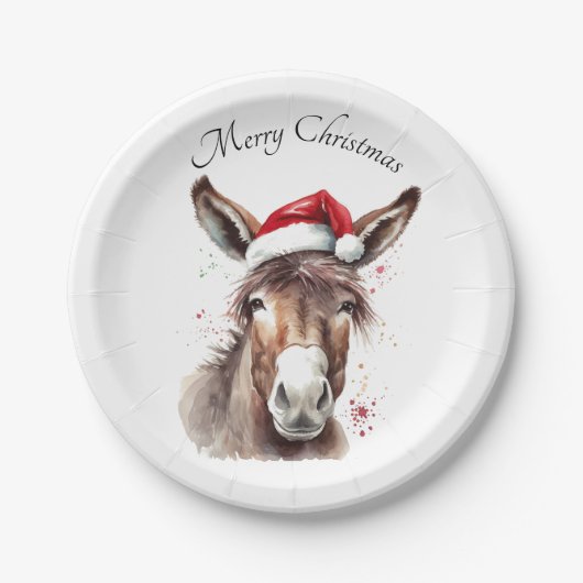 Westerse Ezel Kersttafel Feest Papieren Bordje (Voorkant)