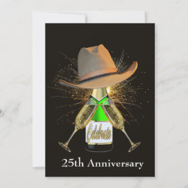 Westerse Feest Champagne En Cowboyhoed Maatwerk Kaart
