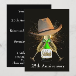 Westerse Feest Champagne En Cowboyhoed Maatwerk Kaart