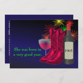 Westerse feest cowboylaarzen en wijn verjaardag kaart (Voorkant / Achterkant)