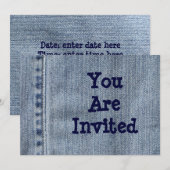 Westerse feest uitnodiging van denim (Voorkant / Achterkant)
