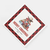 Westerse feestelijke servetten met buffelplaidacce (Hoek)