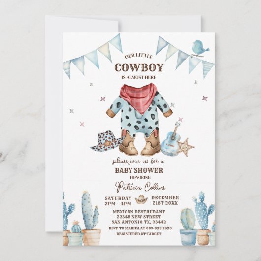 Westerse feestje voor onze kleine cowboy baby  kaart (Voorkant)