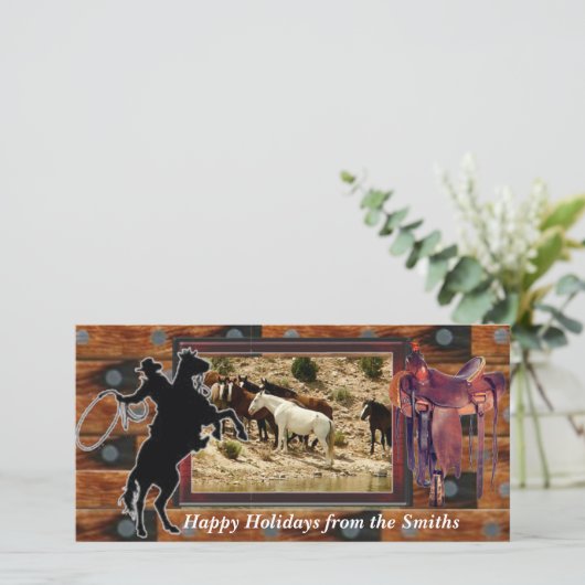 Westerse fotokaart feestdagenkaart (Staand voorkant)