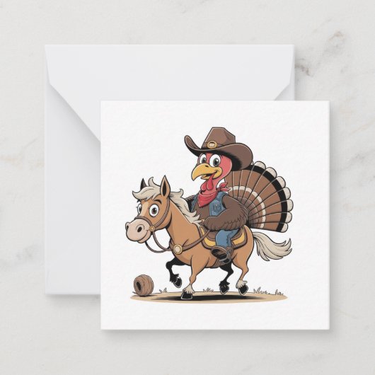Westerse Gebruikte Kalkoen Thanksgiving Cowboy Cow Notitiekaartje (Voorkant)