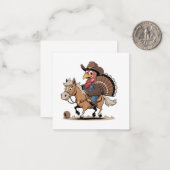 Westerse Gebruikte Kalkoen Thanksgiving Cowboy Cow Notitiekaartje (Voorkant / Achterkant in situ)