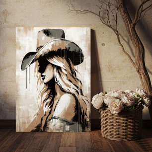 Westerse geschilderde cowgirl-kunstprintposter perfect poster