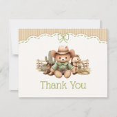 Westerse geslachtsneutrale babyshower bedankkaart (Voorkant)