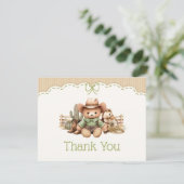 Westerse geslachtsneutrale babyshower bedankkaart (Staand voorkant)