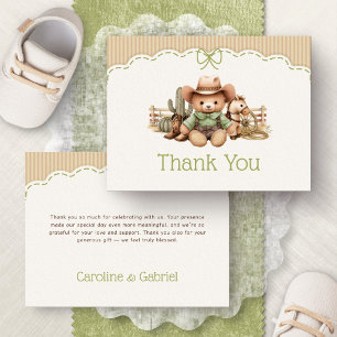 Westerse geslachtsneutrale babyshower bedankkaart