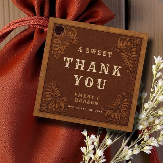 Westerse Geverfde Rustieke Terracotta Elegante Tro Bedankjes Labels