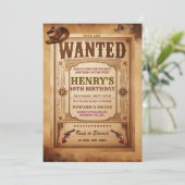 Westerse Gezochte Cowboy Verjaardagsuitnodiging Kaart (Staand voorkant)