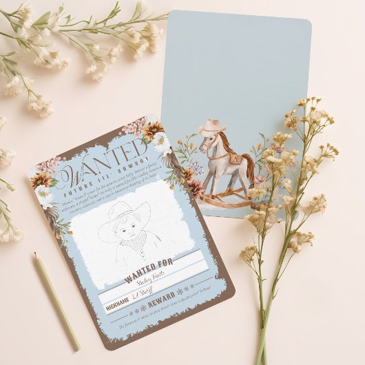 Westerse Gezochte Poster Baby Jongen Shower Spel K Kaart