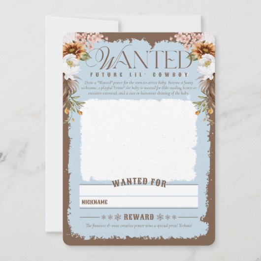 Westerse Gezochte Poster Baby Jongen Shower Spel K Kaart (Voorkant)