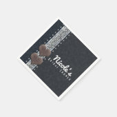 Westerse Glam Zwarte Leren & Diamanten Bling Feest Servetten (Hoek)