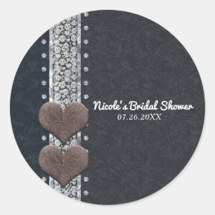 Westerse glamour zwarte leren & diamanten bling fa ronde sticker