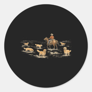 Westerse Goud Retriever Kudde Paarden Boerderij Ronde Sticker
