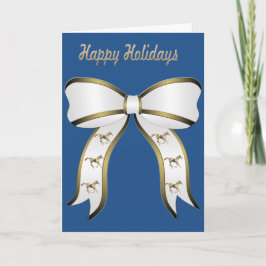 Westerse Gouden Paard en Lint Gelukkig Nieuwjaar Feestdagen Kaart