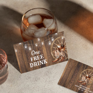 Westerse Gratis Drank Verjaardagsfeest Kaart Ticke Kortingskaartje
