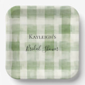 Westerse groene crème plooirok strepen bruids douc papieren bordje (Voorkant)