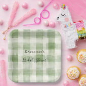 Westerse groene crème plooirok strepen bruidsfeest papieren bordje (Feest)