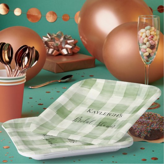 Westerse groene crème plooirok strepen bruidsfeest papieren bordje (Multi)