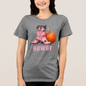 Westerse Halloween Cowboylaarzen Howdy Tri-Blend Shirt (Voorkant)