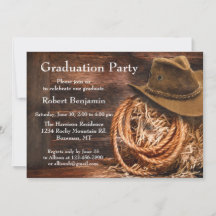 Westerse Hoed en Lasso Afstudeerfeest uitnodiging