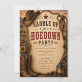 Westerse Hoedown Feest Kaart (Voorkant)
