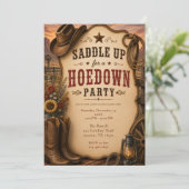 Westerse Hoedown Feest Kaart (Staand voorkant)
