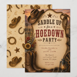Westerse Hoedown Feest Kaart