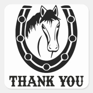 Westerse Hoefijzer Bedankje Paard Landelijke Bruil Vierkante Sticker