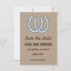 Westerse Hoefijzer Huwelijk Save the Date Kaart