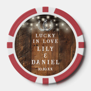 Westerse Hoefijzer Slingerlichten Bruiloft Poker Chips