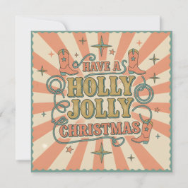 Westerse Holly Jolly Kerstmis Feestdagenkaart
