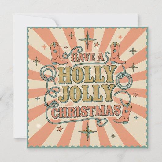 Westerse Holly Jolly Kerstmis  Feestdagenkaart (Voorkant)