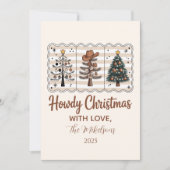 Westerse Howdy Cowboy Kerstmis Feestdagenkaart (Voorkant)