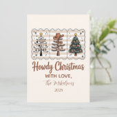 Westerse Howdy Cowboy Kerstmis Feestdagenkaart (Staand voorkant)