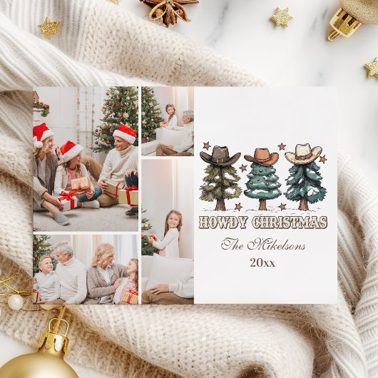 Westerse Howdy Kerst 4 foto Feestdagenkaart